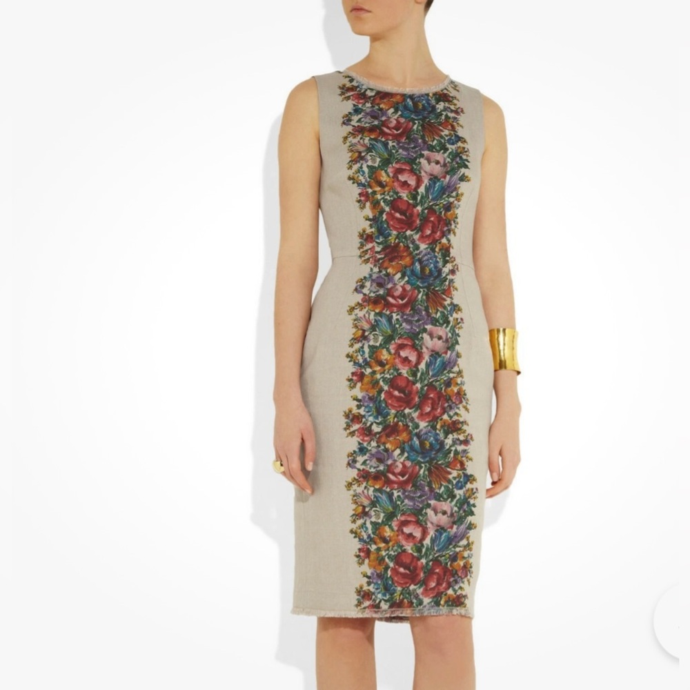 NWOT Dolce Gabbana Stunning Floral Linen Dress